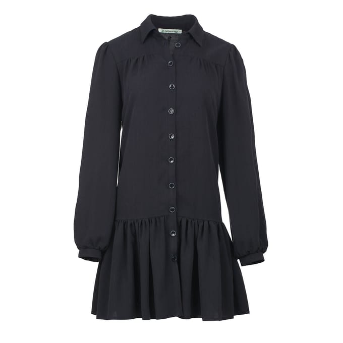Zwarte Tencel jurk met knopen