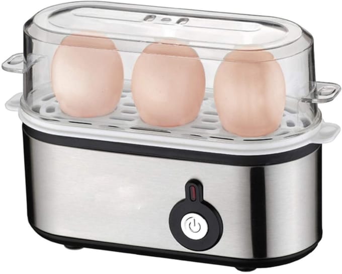 AHD® Eierkoker electrisch - Eierkoker - Eierkoker met timer - Zilver/Zwart- 10cm x 21cm x 15cm; 0.46 kg