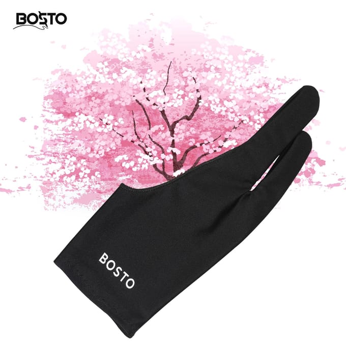 BOSTO Tweevinger Tekenhandschoen Vrije Maat Artist Tablet Tekenhandschoen voor Rechter- & Linkerhand zwart