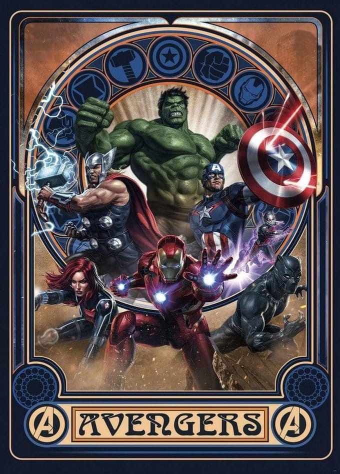 Fotobehang - Avengers Ornament 200x280cm - Vliesbehang