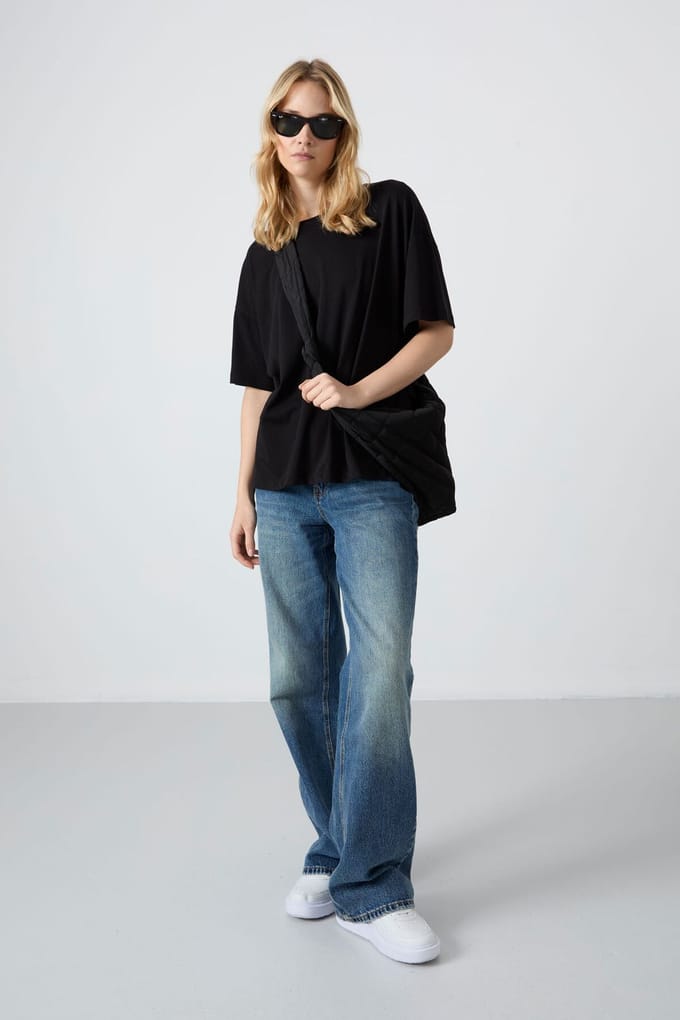 Oversized Katoen-Modal Rundhals T-shirt