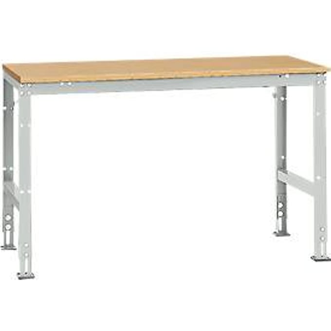 Manuflex basistafel UNIVERSAL Standaard, tafelblad multiplex, 1500 x 800, lichtgrijs