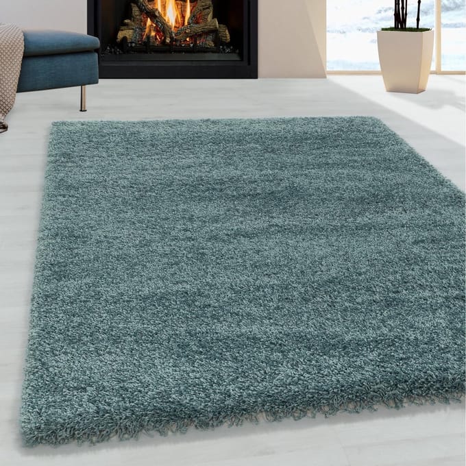 Flycarpets Azure Vloerkleed Blauw - Effen - Hoogpolig - 80x150 cm