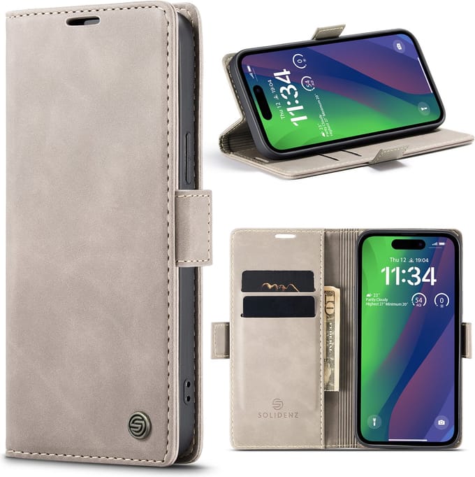Solidenz Hoesje - Geschikt voor iPhone 15 - Urban Book - Beige