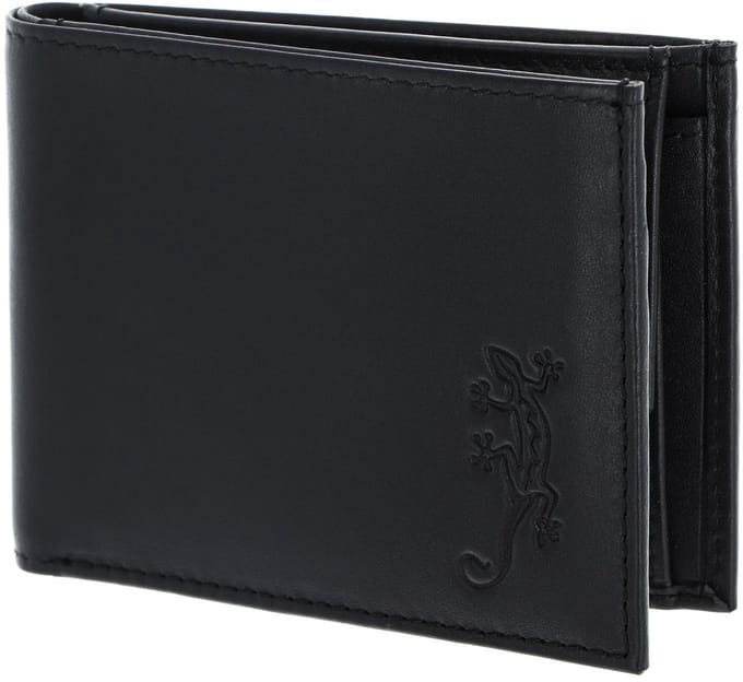 oxmox Leren portemonnee Leather Pocketbörse Lizard Embossed Black zwart