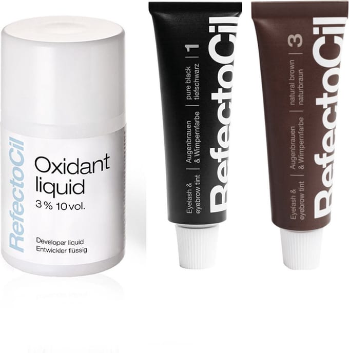 RefectoCil 2 stuks - nr.1 zwart + nr.3 Natuurbruin + 100ml Oxidant