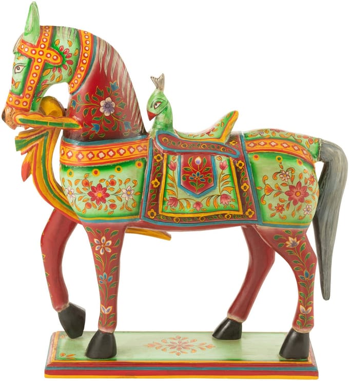 J-Line decoratie Paard Op Staander Mumbai - hout - mix