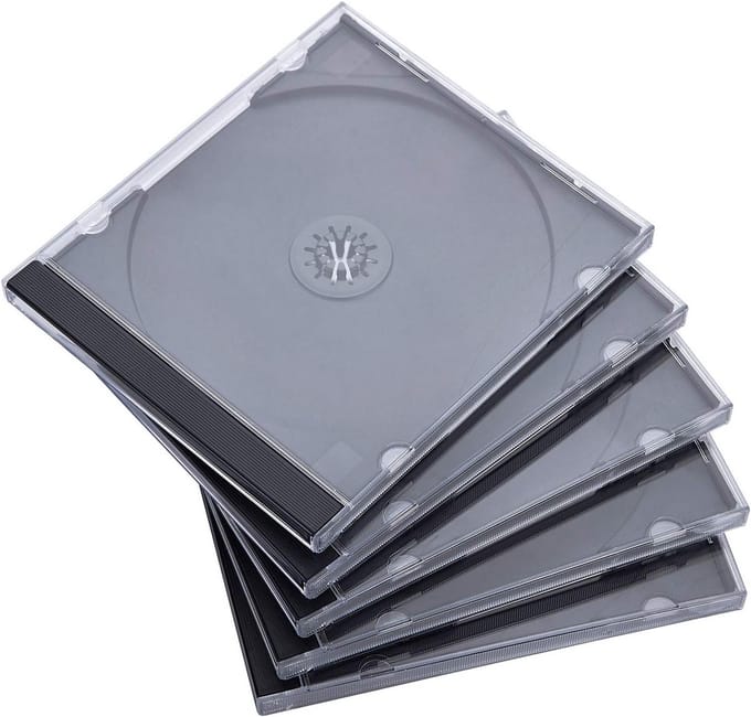 Standaard 10,4 mm Enkele CD Jewel Case Set met Zwarte Lade, 25 Stuks