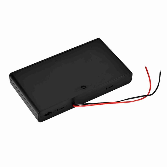 Draagbare 8 stuks AA Batterijhouder Batterij Opbergdoos met Deksel & Aan/Uit Schakelaar black