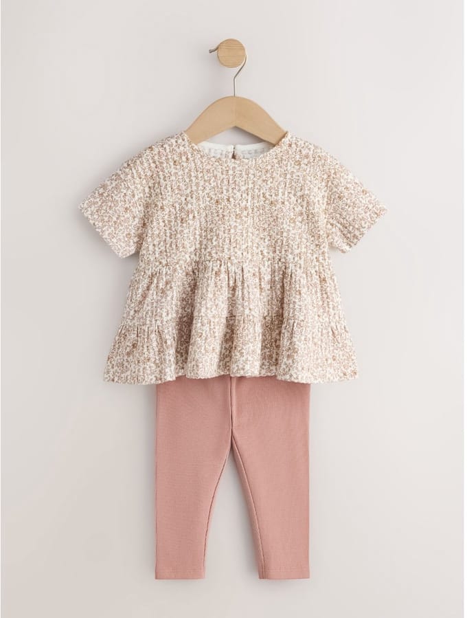 Next - Meisjes - Set van legging en peplumtop - Crème