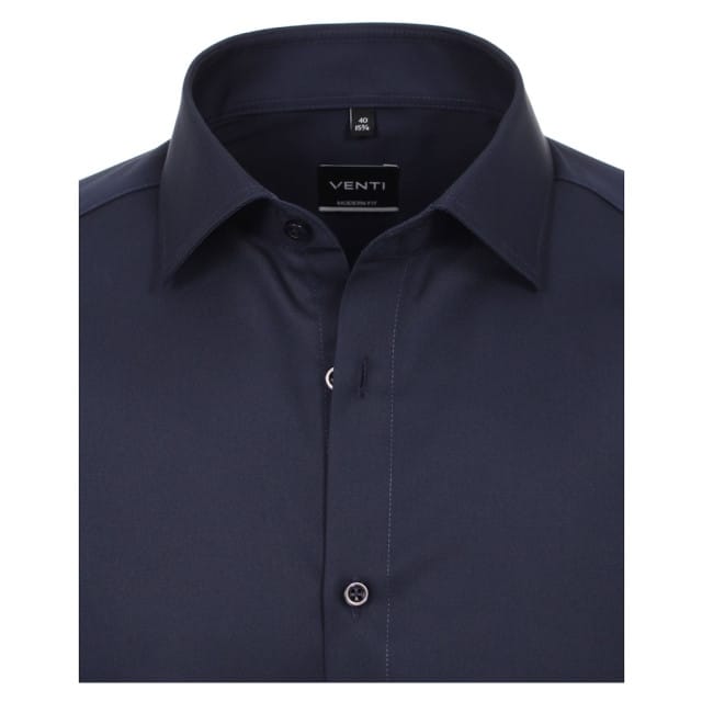 VENTI modern fit overhemd - twill - blauw - Strijkvriendelijk - Boordmaat: 39
