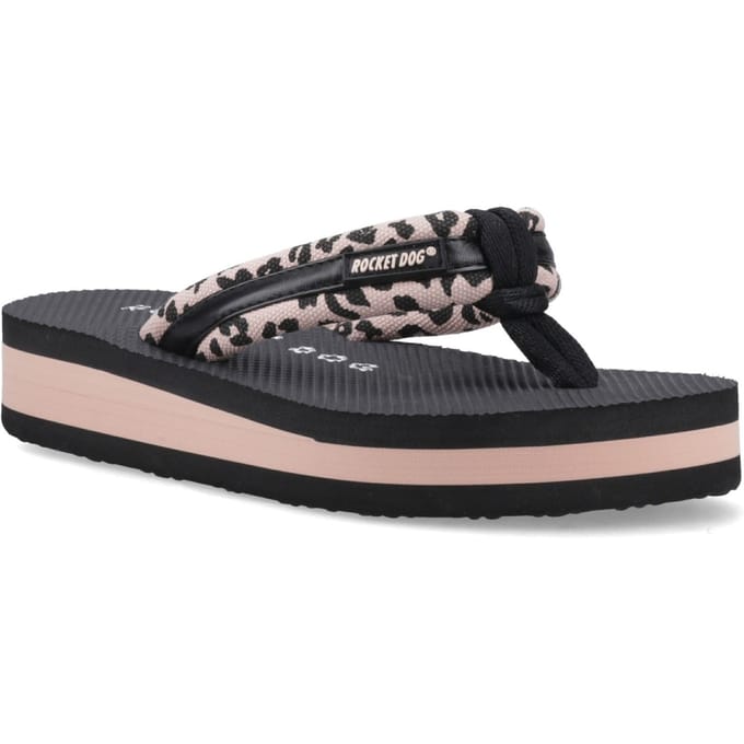 Rocket Dog Monica Leon Leopard Textiel Dames Licht Roze Slippers