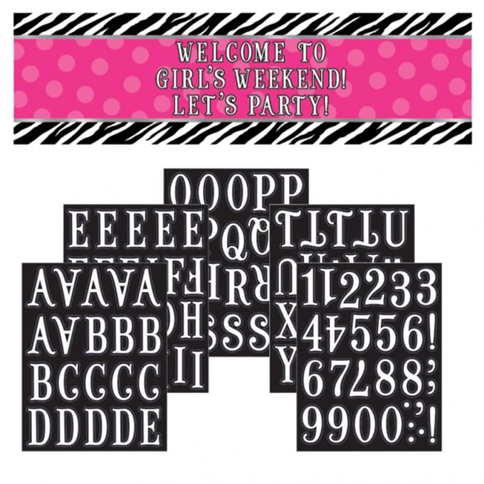 AMSCAN - Roze Zebra Gepersonaliseerde Banner met Letters