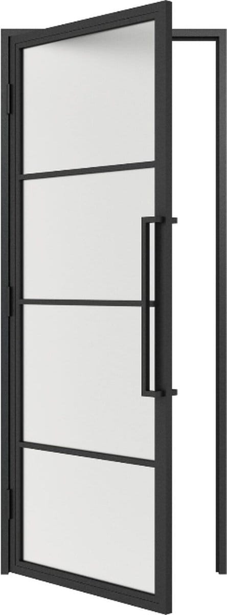 Stalen Deur - met Kozijn - 4 Vlaks - Mat Glas - Linksdraaiend