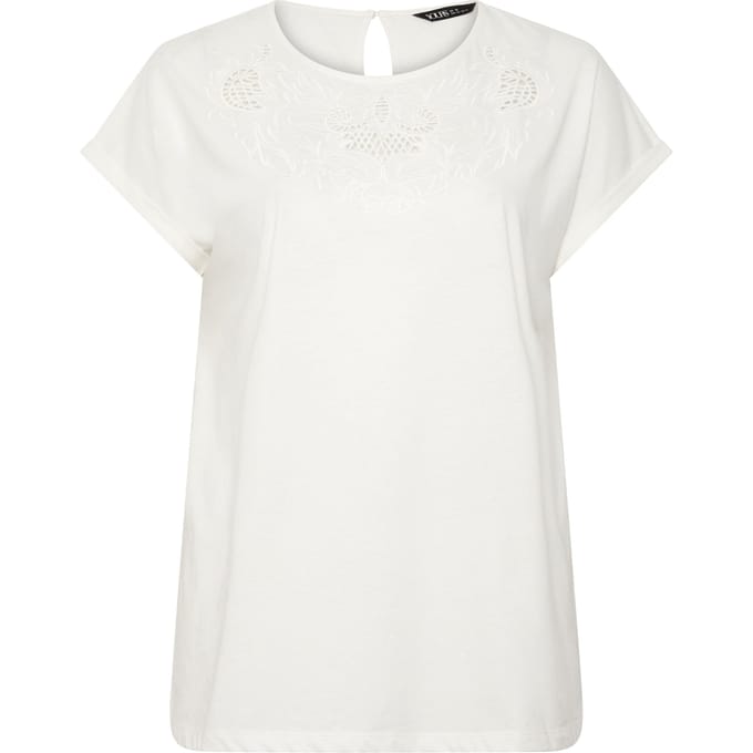 Yours Wit Tshirt Met Engels Kantwerk En Aangeknipte Mouwen Size 42