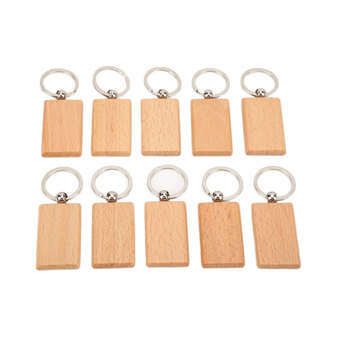 10 Stuks Blanco Houten Sleutelhanger Glad Duurzaam Stevig Lichtgewicht Uniforme Maat Onbewerkt Hout Sleutelhanger white