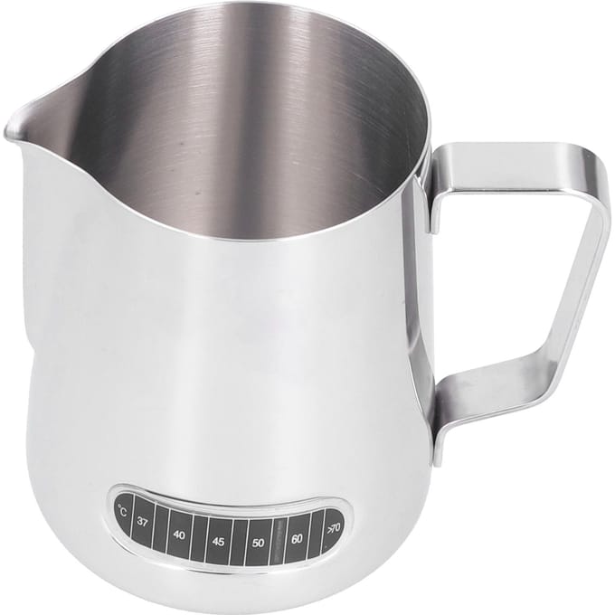 Pichet à mousser le lait en acier inoxydable de 600 ml avec thermomètre autocollant gray