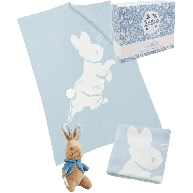 Cadeauset in brei met knuffel Rainbow Designs Peter Rabbit Signature