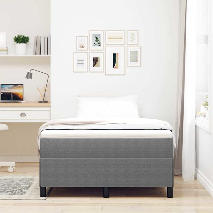 vidaXL - Boxspring - bed - Lichtgrijs - 120 - x - 190 - cm - Corduroy - stof