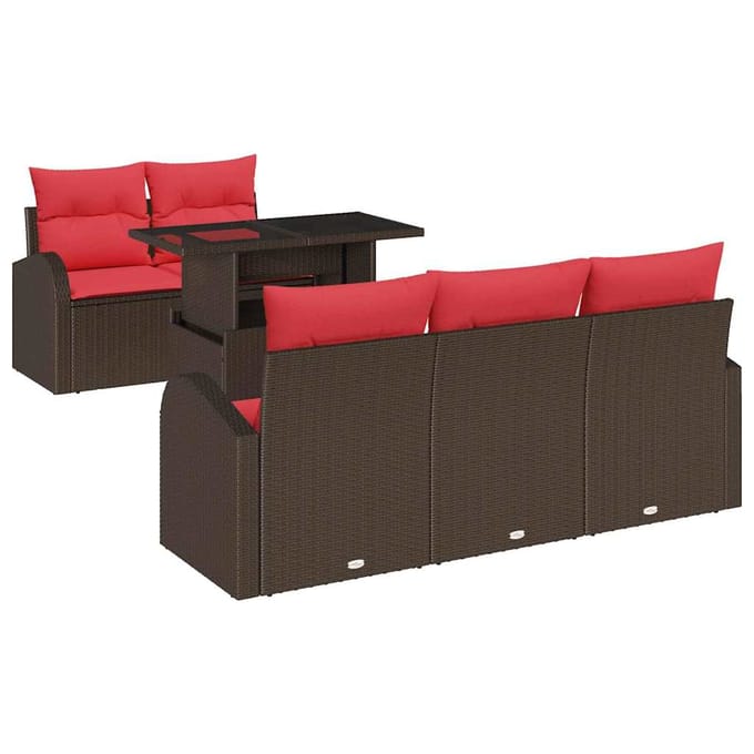 vidaXL - Tuinbank - Set - 6 - st - Bruin - Poly - Riet