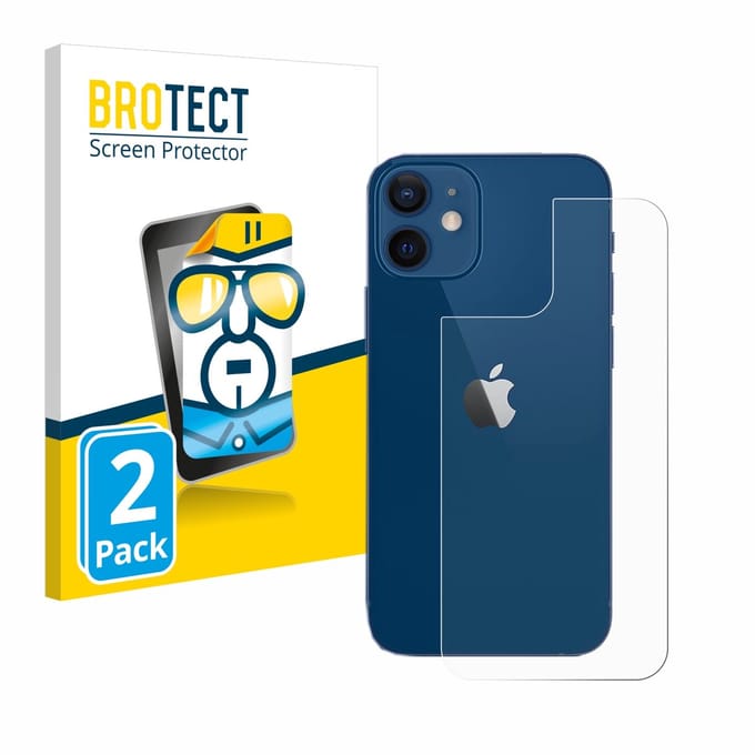 BROTECT - Screenprotector voor Apple iPhone 12 / 12 Pro (Achterkant) - Folie Beschermfolie transparant 2 Stuks