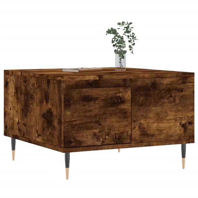 vidaXL - Salontafel - 55x55x36,5 - cm - bewerkt - hout - gerookt - eikenkleurig