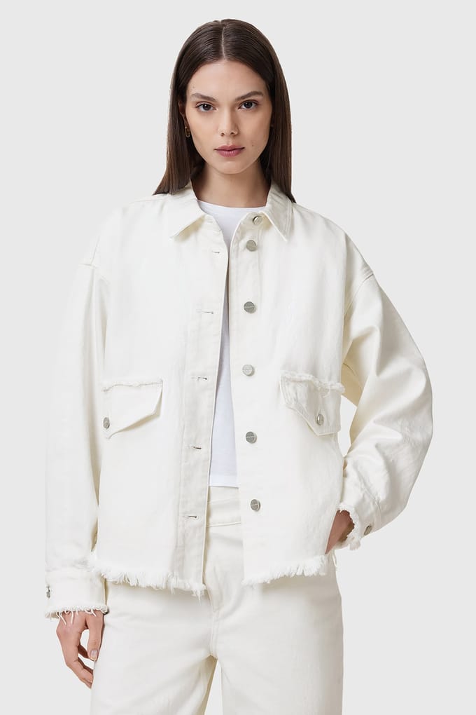 AllSaints Hettie Fray Shacket Off White Größe: XS | Overshirts Outlet | Damen | Weiß