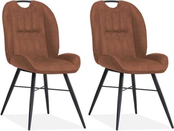 Eetkamerstoel Shelton - Cognac (set van 2 stoelen)