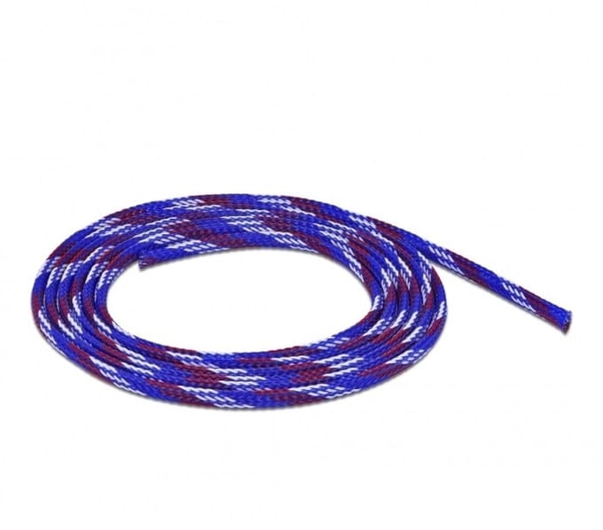 Polyester kabelsleeve | rekbaar | 6mm | blauw/wit/rood | 2 meter