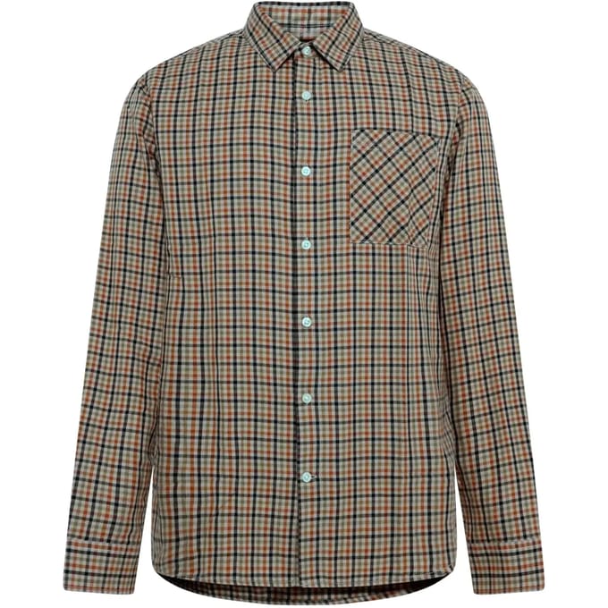 Katoenen langemouwhemd met ruitpatroon KnowledgeCotton Apparel Dune