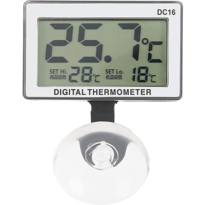 DC16 Zuignap Aquarium Thermometer Dompelbare Vissentanks Mini Alarm Temperatuurmeter gray