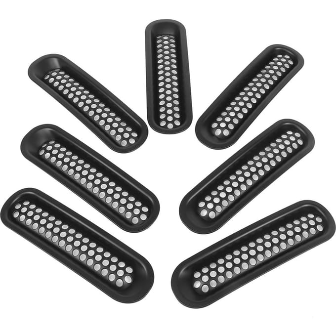 7 pièces ABS Extérieur Grilles Avant Grille Mesh Convient Pour Jeep Wrangler 20072018 Noir black