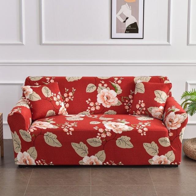 Housse de canapé à impression florale, pour salon, housse de canapé en coton élastique, serviette de protection de chaise, 1 pièce 3-seater 190-230cm