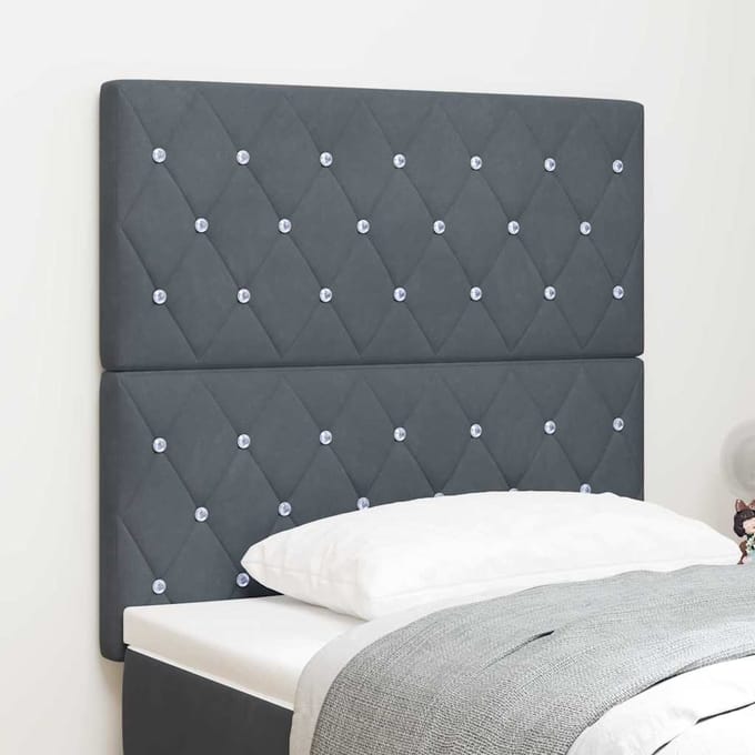 vidaXL - Hoofdbord - Donkergrijs - 100 - cm - Fluweel