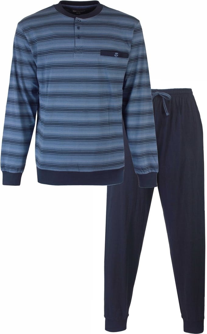 Paul Hopkins Heren Pyjama - Gestreept - Petrol Blauw - Maat S