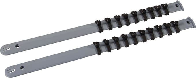 Silverline Rails voor 18 doppen - kunststof - muurmontage - set van 2