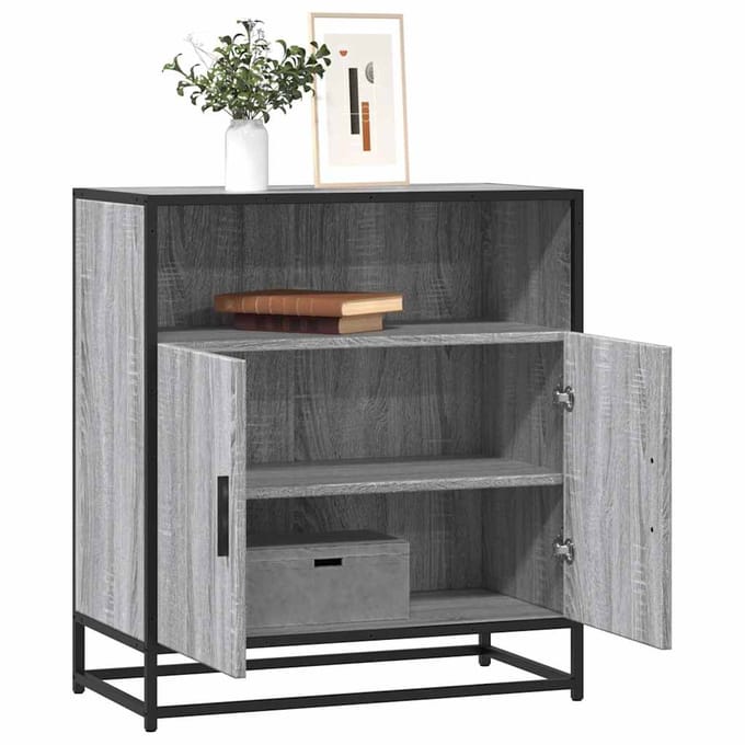 vidaXL - Dressoir - 68x35x76 - cm - bewerkt - hout - grijs - sonoma - eikenkleurig