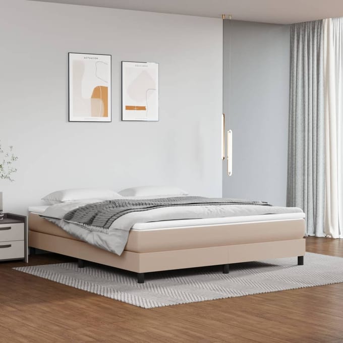 vidaXL - Boxspring - bed - kunstleer - cappuccinokleurig - 160x200 - cm