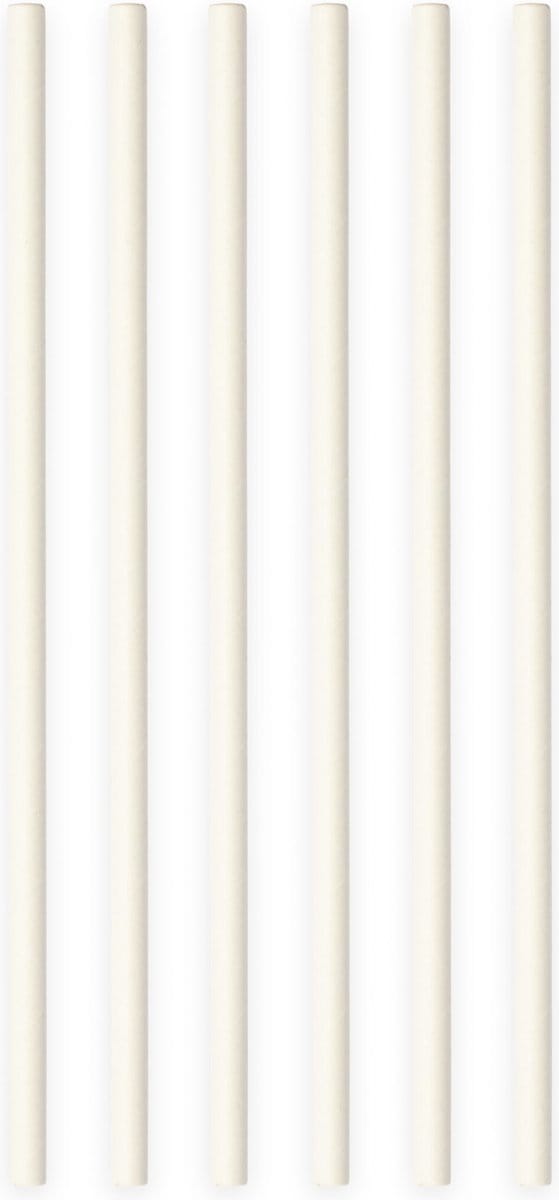 20 Papieren rietjes Wit - 6mm x 197mm