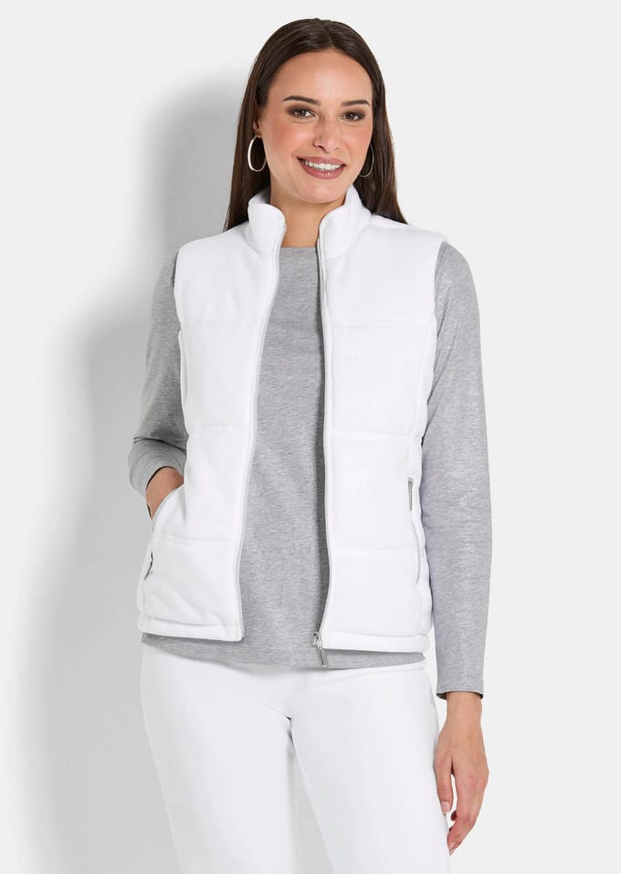 Fleece vest met ritszakken - wit - Gr. 44 van Goldner Fashion