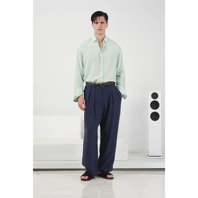Middelhoge Wijde Pantalon met Plissé