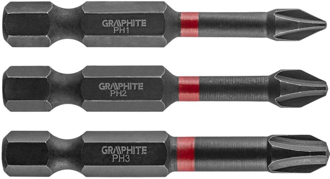 GRAPHITE - Slagbits PH1/2/3 - 50mm - S2 Staal - Geschikt voor Hoge Koppel