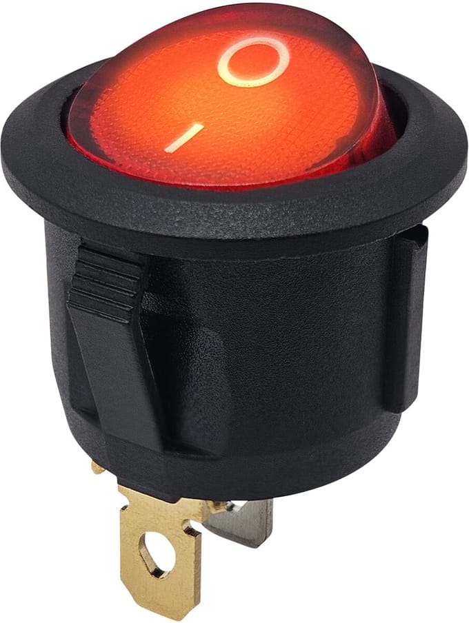 ProRide Wipschakelaar ON-OFF KCD2-220 - Rond - 3 pins - 250V/6A - Rood