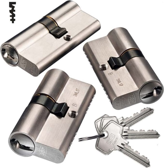 DOM Plura gelijksluitende combinatieset à 3 cilinders SKG** - 2x30-30mm + 1x30-45mm