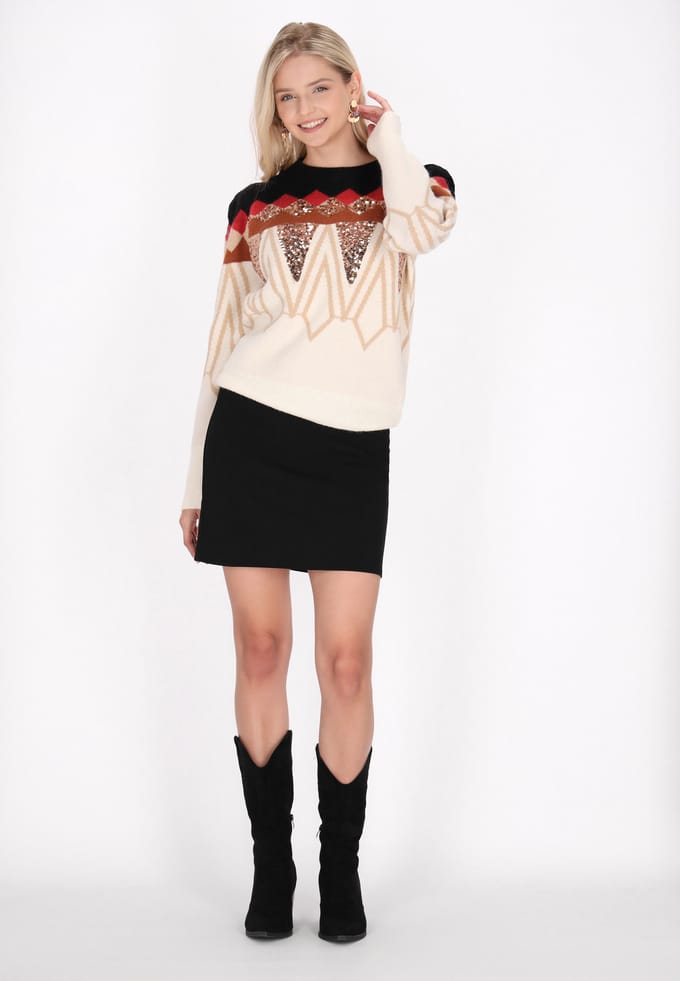IZIA Jumper Dames Rood Veelkleurig