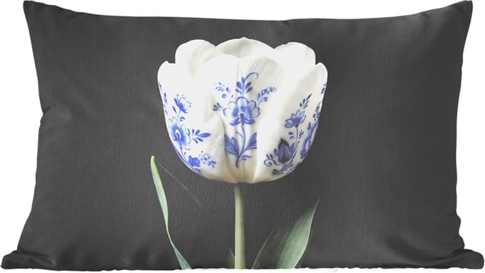 Sierkussens - Kussentjes Woonkamer - 60x40 cm - Tulp - Patroon - Blauw