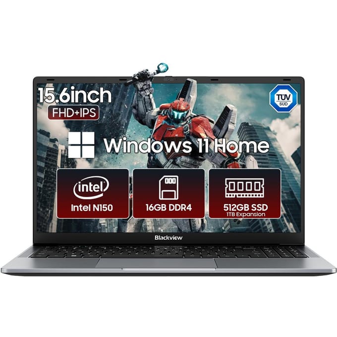 Blackview AceBook 6 Laptop - 15,6 inch Full HD - 16 GB RAM - 512 GB SSD - Intel N150 - Windows 11 Notebook - UHD Graphics - Grijs