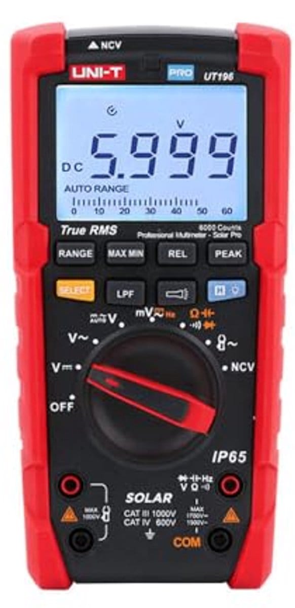 Digitale zonne-multimeter voor onderhoud van zonne-energiesystemen - 1700 V DC / 1500 V AC / 3000 A
