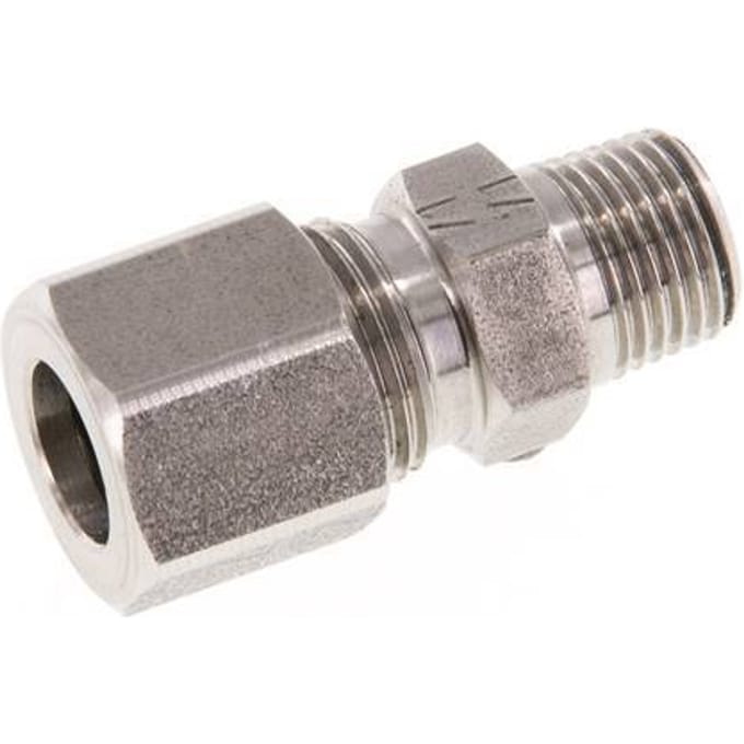 R 1/8'' Buitendraad x 8LL RVS Rechte Snijring Koppeling 100 Bar DIN 2353