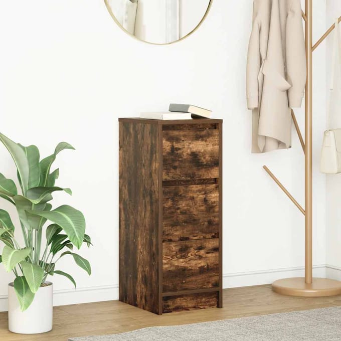 vidaXL - Dressoir - 29,5x34x76 - cm - bewerkt - hout - gerookt - eikenkleurig